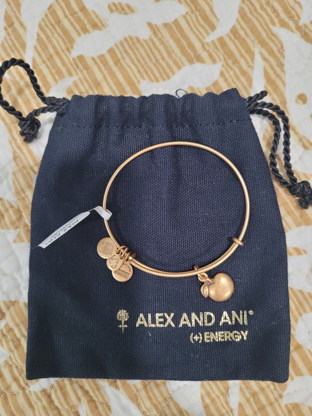Alex and Ani Gold-Tone Apple Charm Expandable Bangle Bracelet - Gold